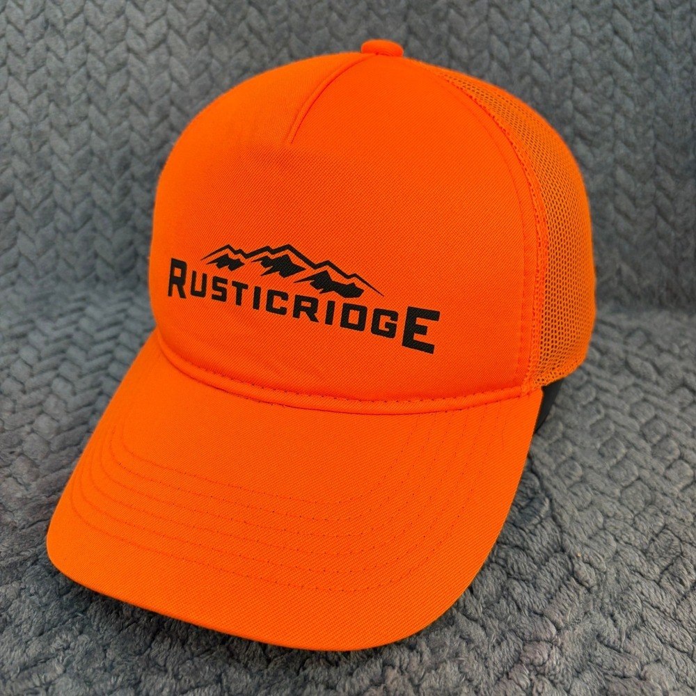 Rustic Ridge Blaze Orange Trucker Hat Mesh Snapback Hunting Fishing Cap